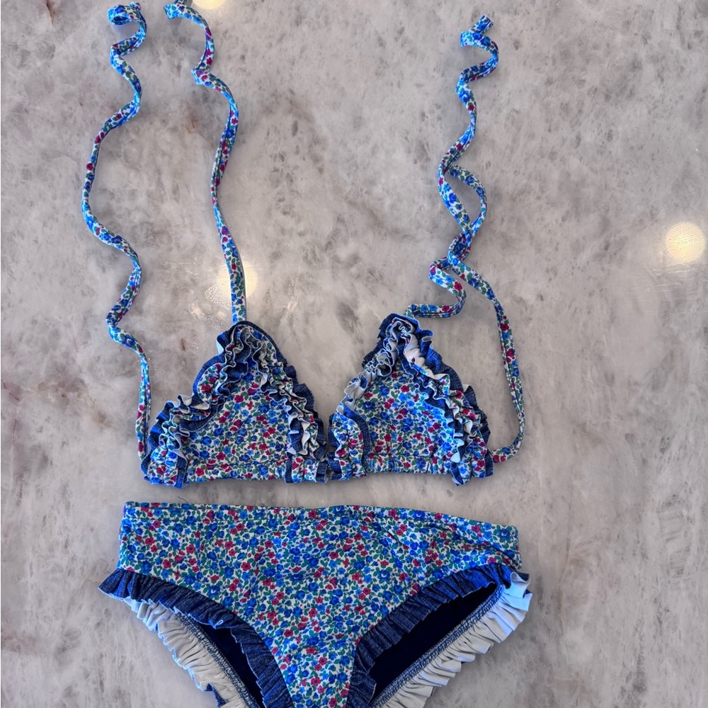 Floral Blue Kids Swim Set size 8/10